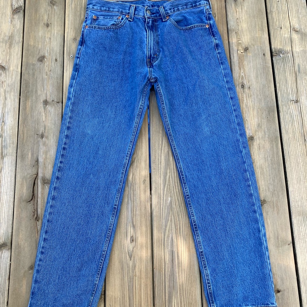 Levis 505 Denim Jeans Men Regulr Fit Straight Leg Med Stonewash 34 x 30 Measured